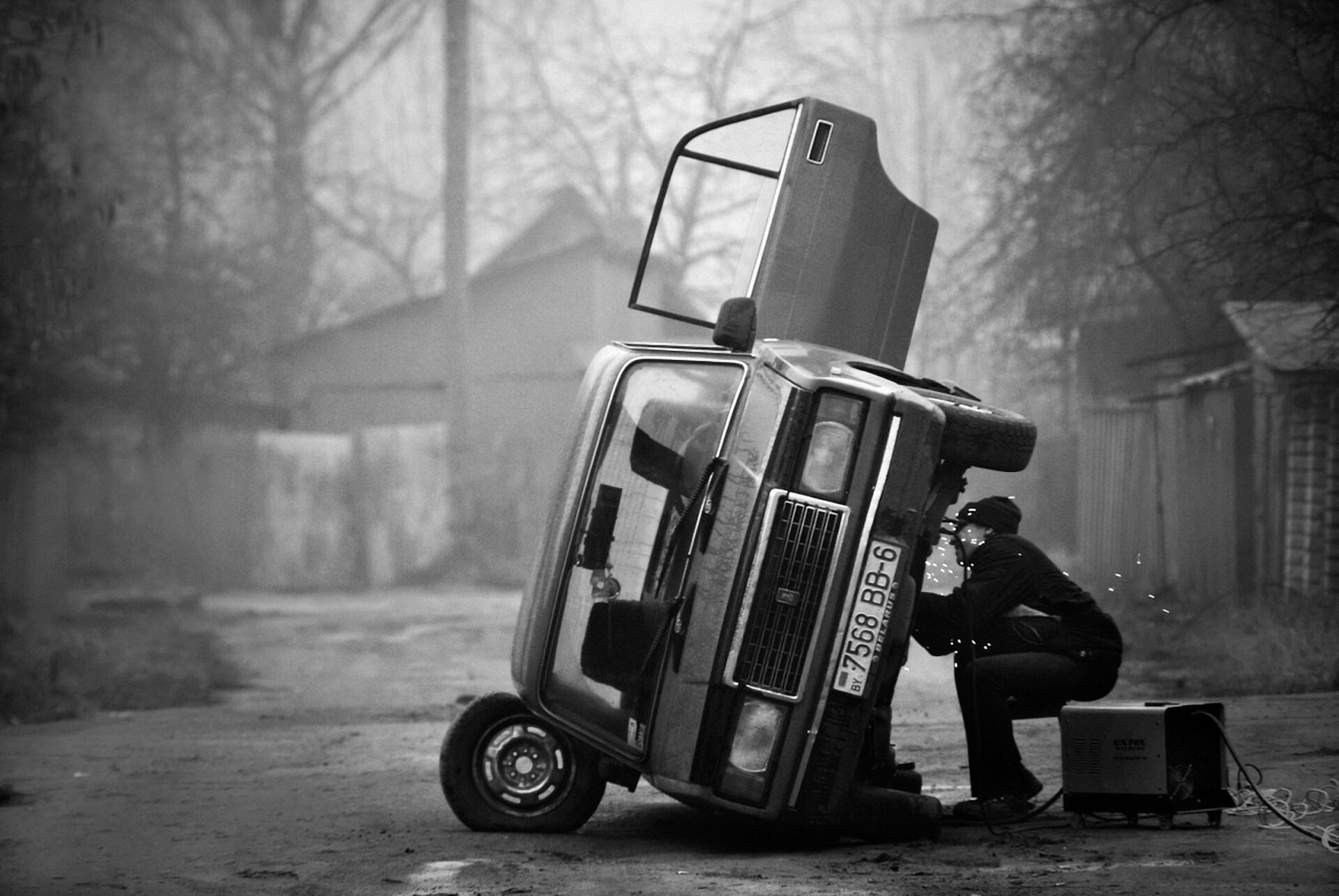 Man Repairing Car